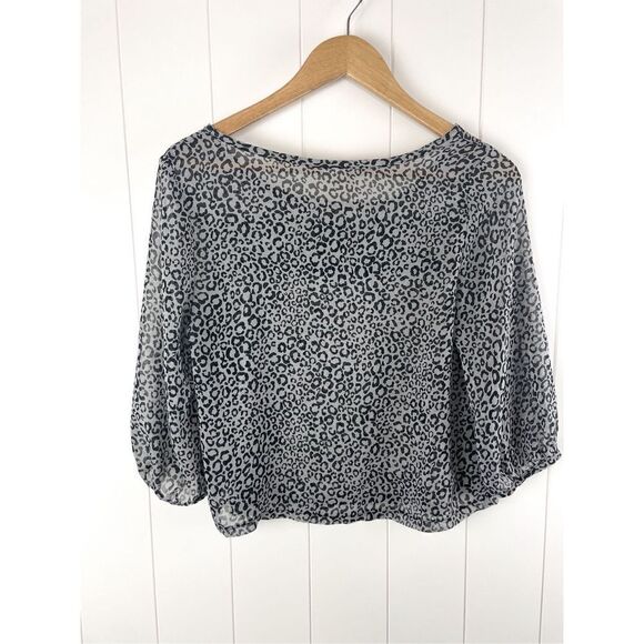 Audrey 3+1 Sheer Leopard Blouse with Eyelash Lace M - Picture 4 of 8